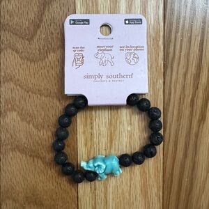 Simply Southern Black Beaded Bracelet with Blue Elephant